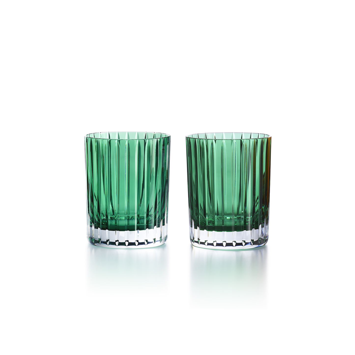 Baccarat Crystal Harmonie Colors of Joy Intense Green Double Old Fashioned Tumbler Glass Set of 2 | 4.13in + 11.02oz