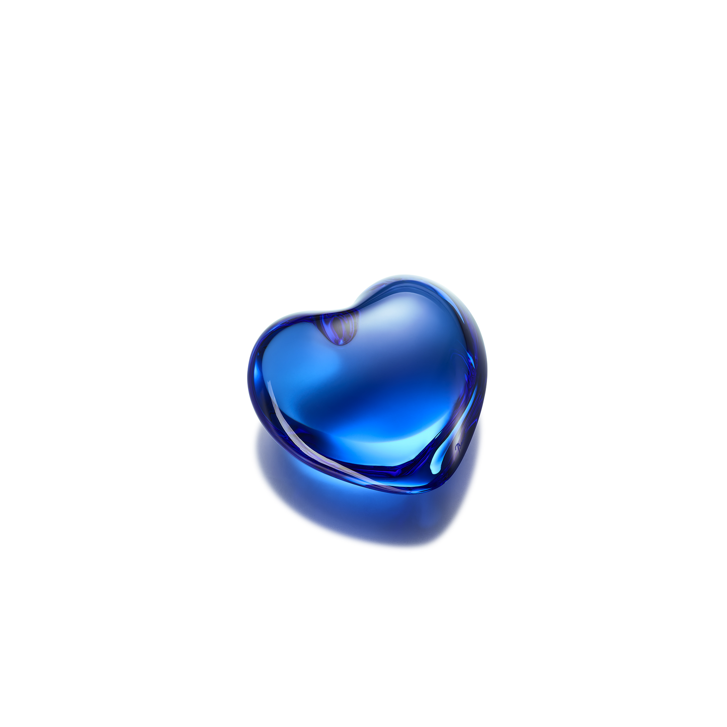 Baccarat Crystal Blue Puffed Heart Sculpture | 3x3in