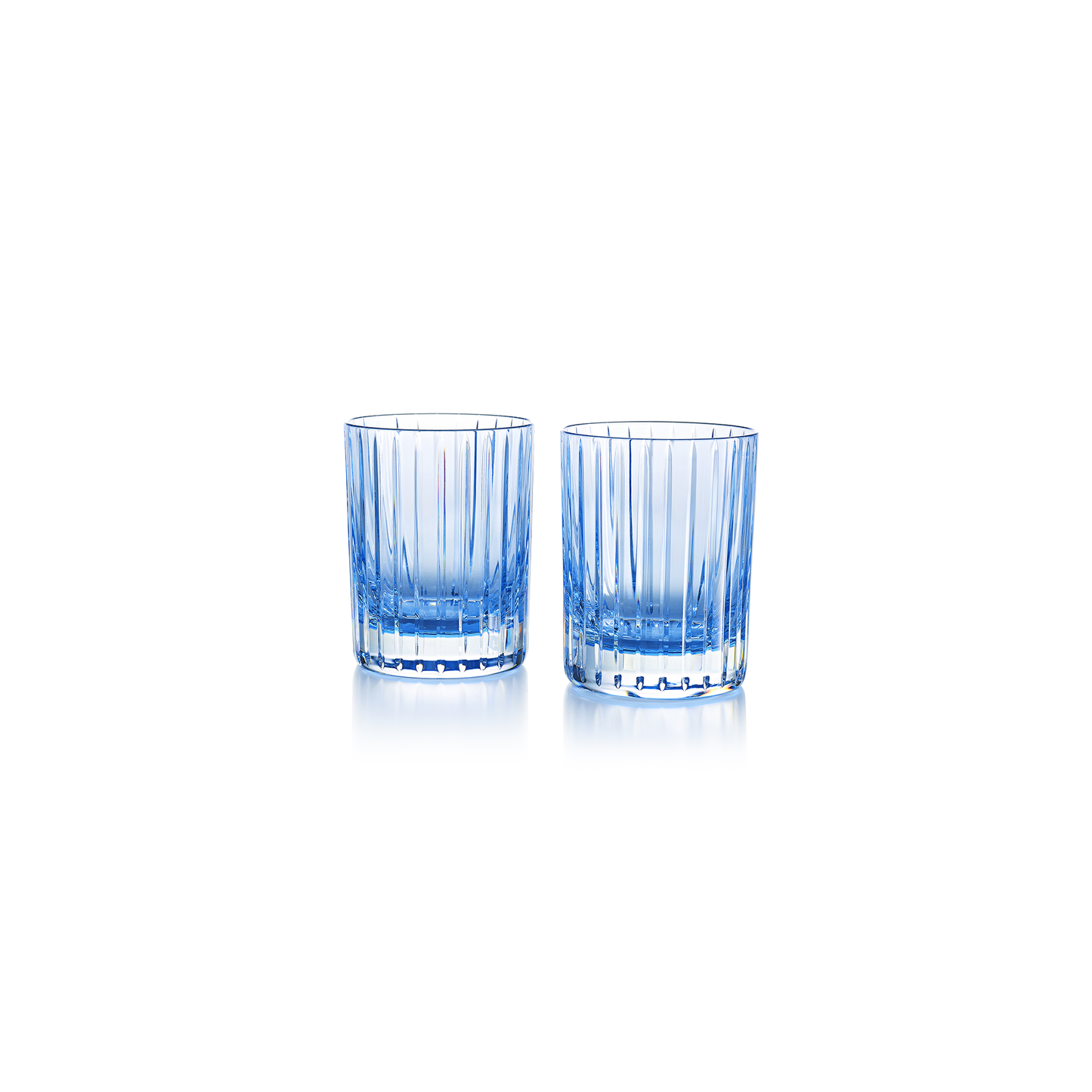 Baccarat Crystal Harmonie Colors of Joy Pastel Blue Double Old Fashioned Tumbler Glass Set of 2 | 4.13in + 11.02oz