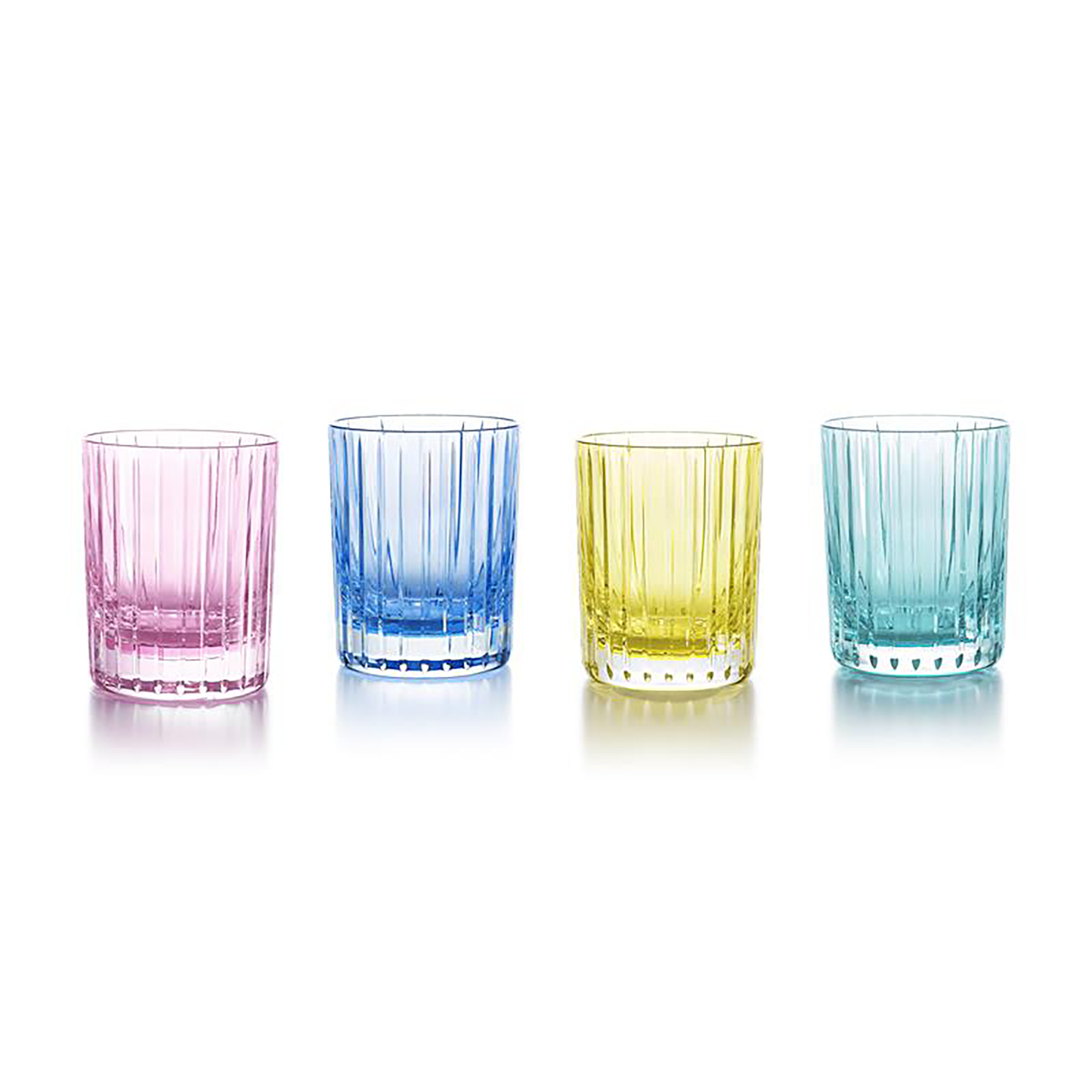 Baccarat Crystal Harmonie Colors of Joy Pastel Multi Color Double Old Fashioned Tumbler Glass Set of 4 | 4.13in + 11.02oz