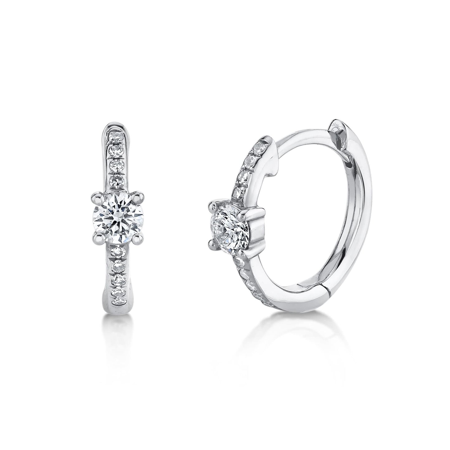 Diamond Huggie Earrings | 14k White Gold .25c