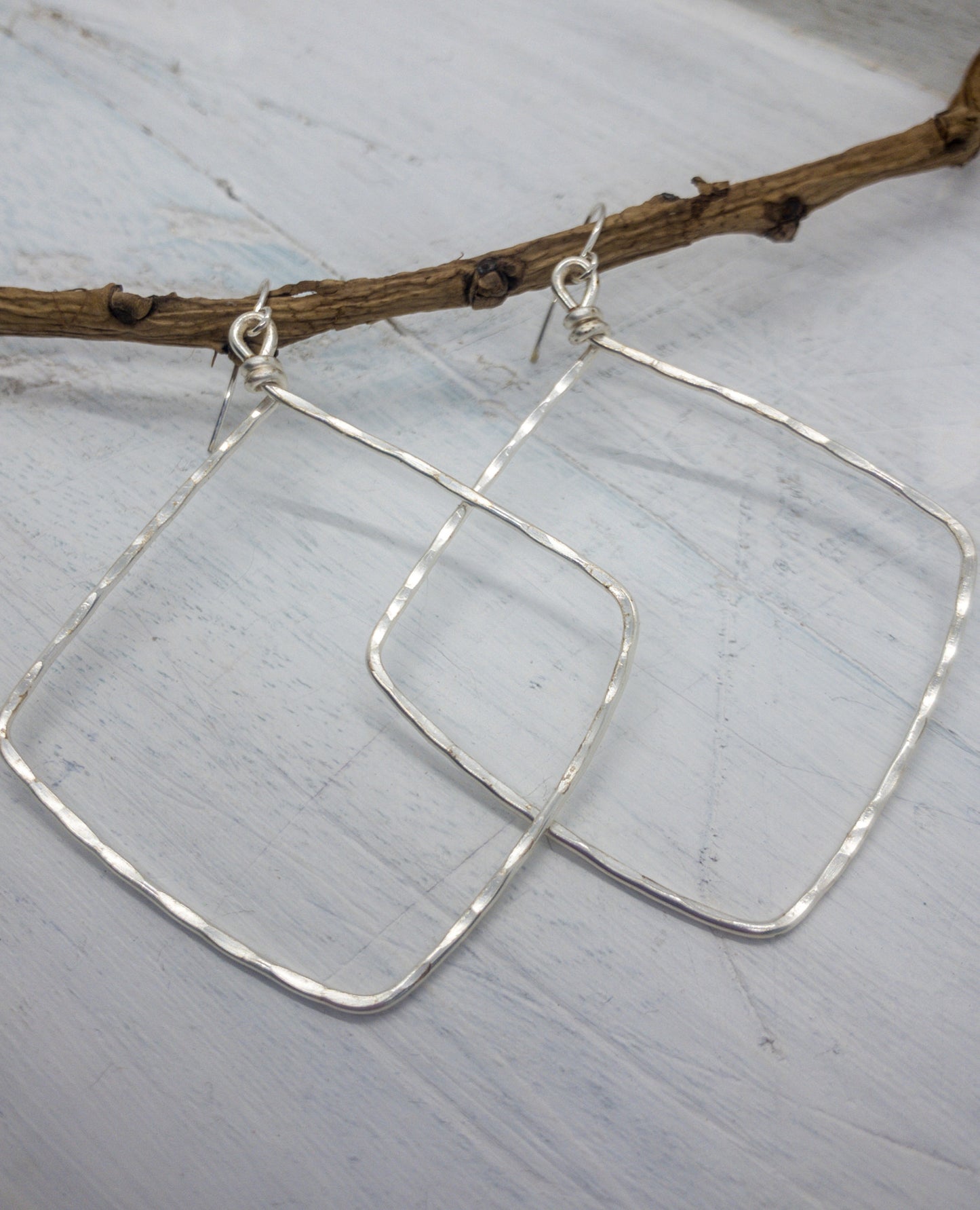 Kitzi Silver Large Diamond Twist Earrings