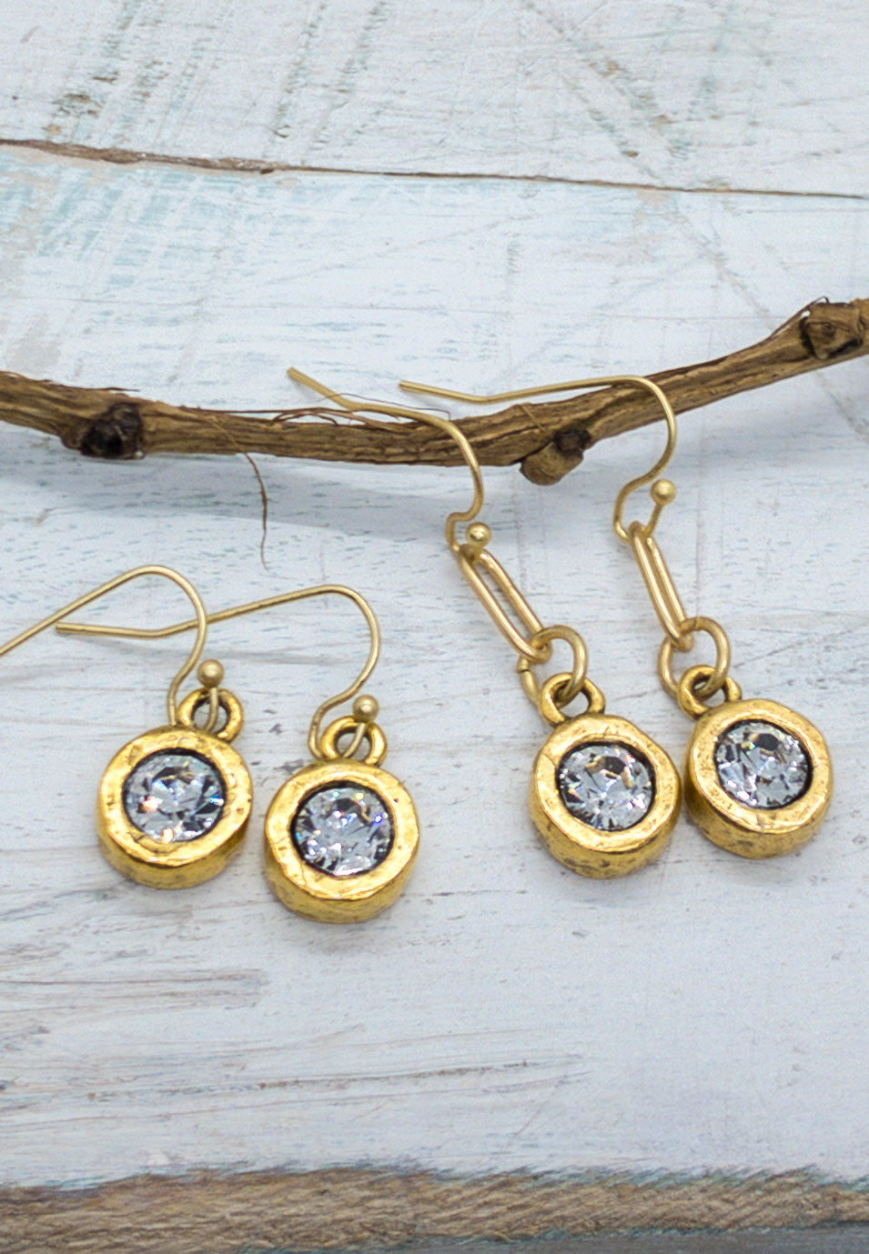 Kitzi Gold Crystal Pendant Small Drop Earrings