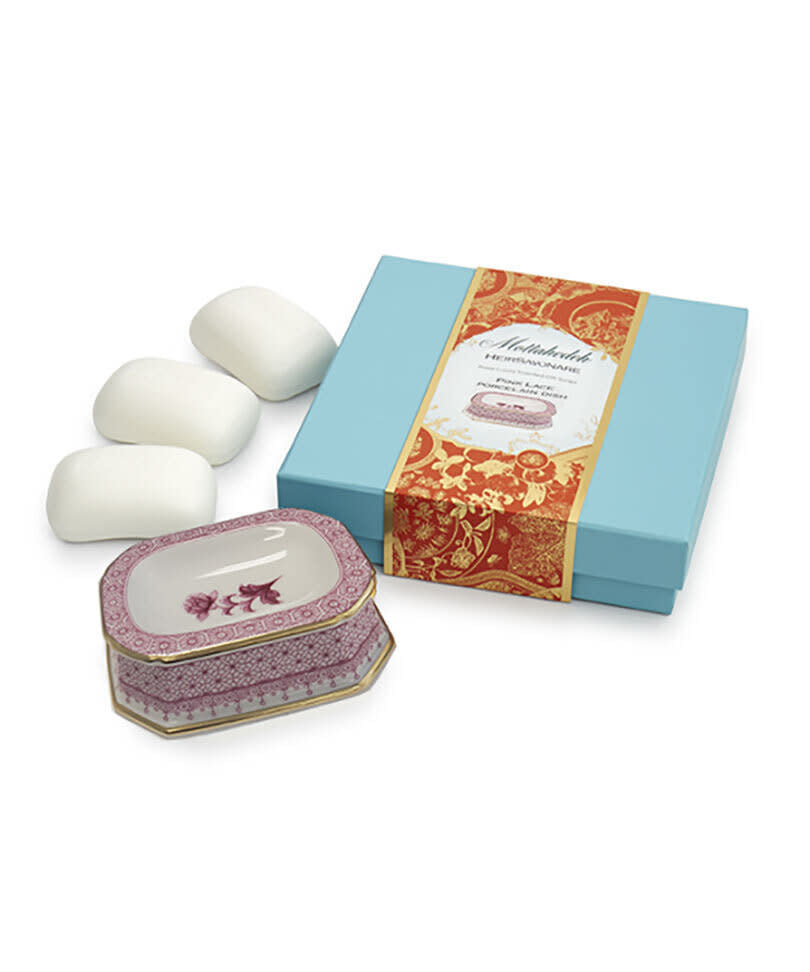 Mottahedeh Pink Lace Gift Soap Set | 4.25x3.3in