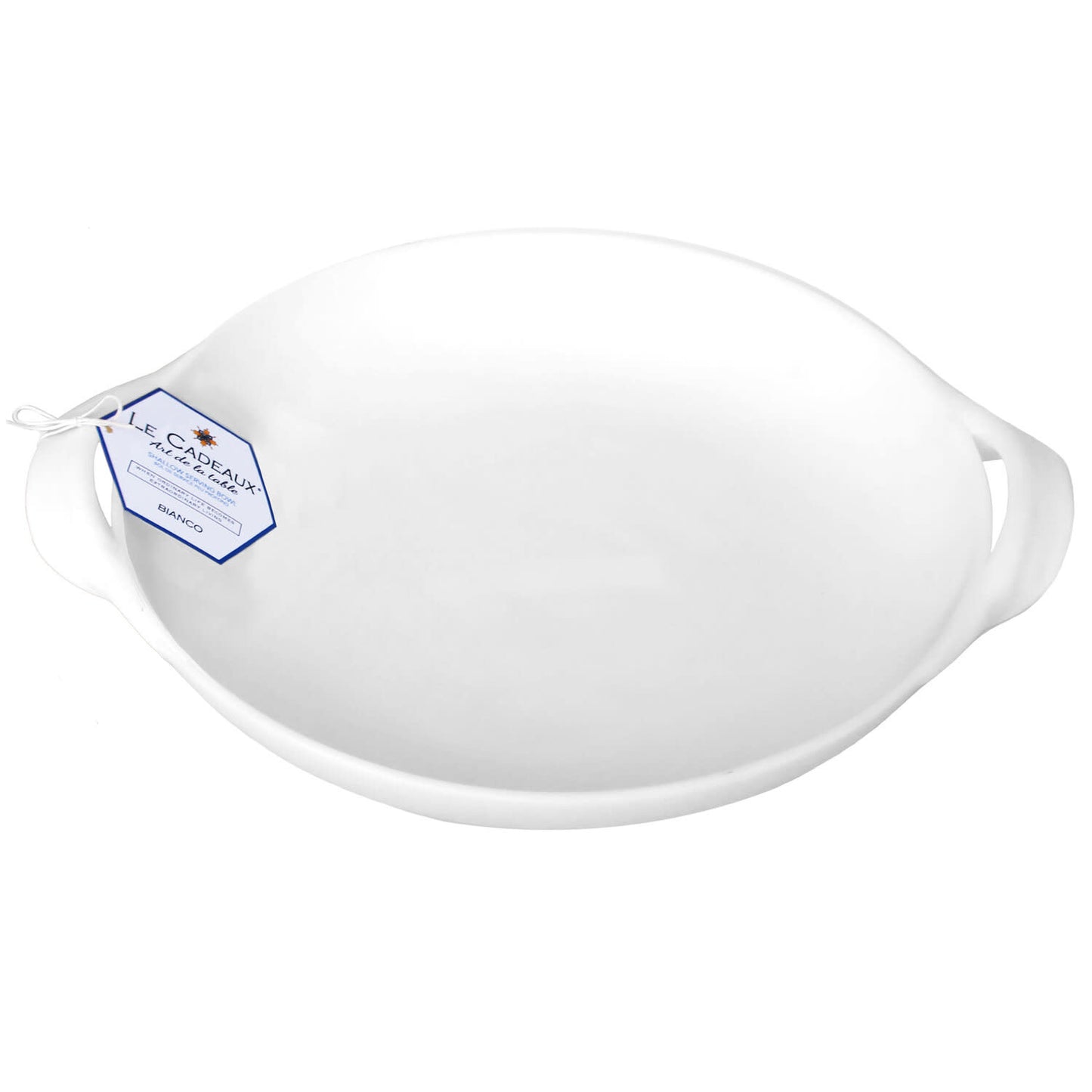 Bianco Shallow Handled Serving Bowl | White 15in