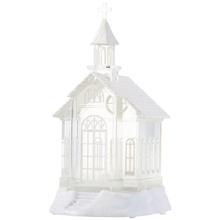 Lighted Water Church 10.5"