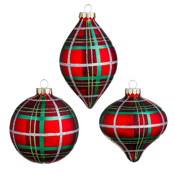 Plaid Ornament 4" Assorted
