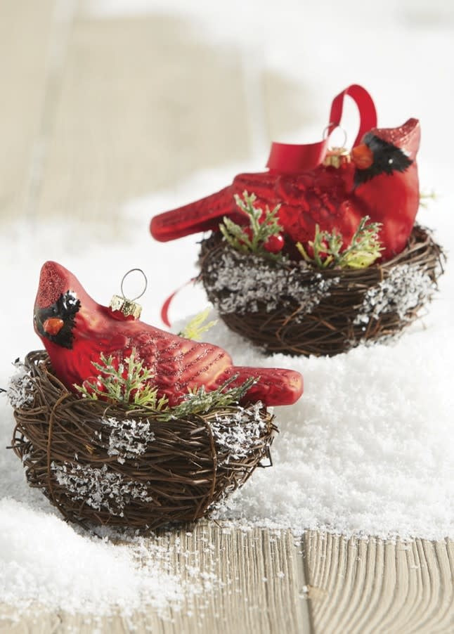 Cardinal in Nest Ornament 4.5"