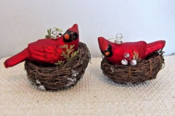 Cardinal in Nest Ornament 4.5"