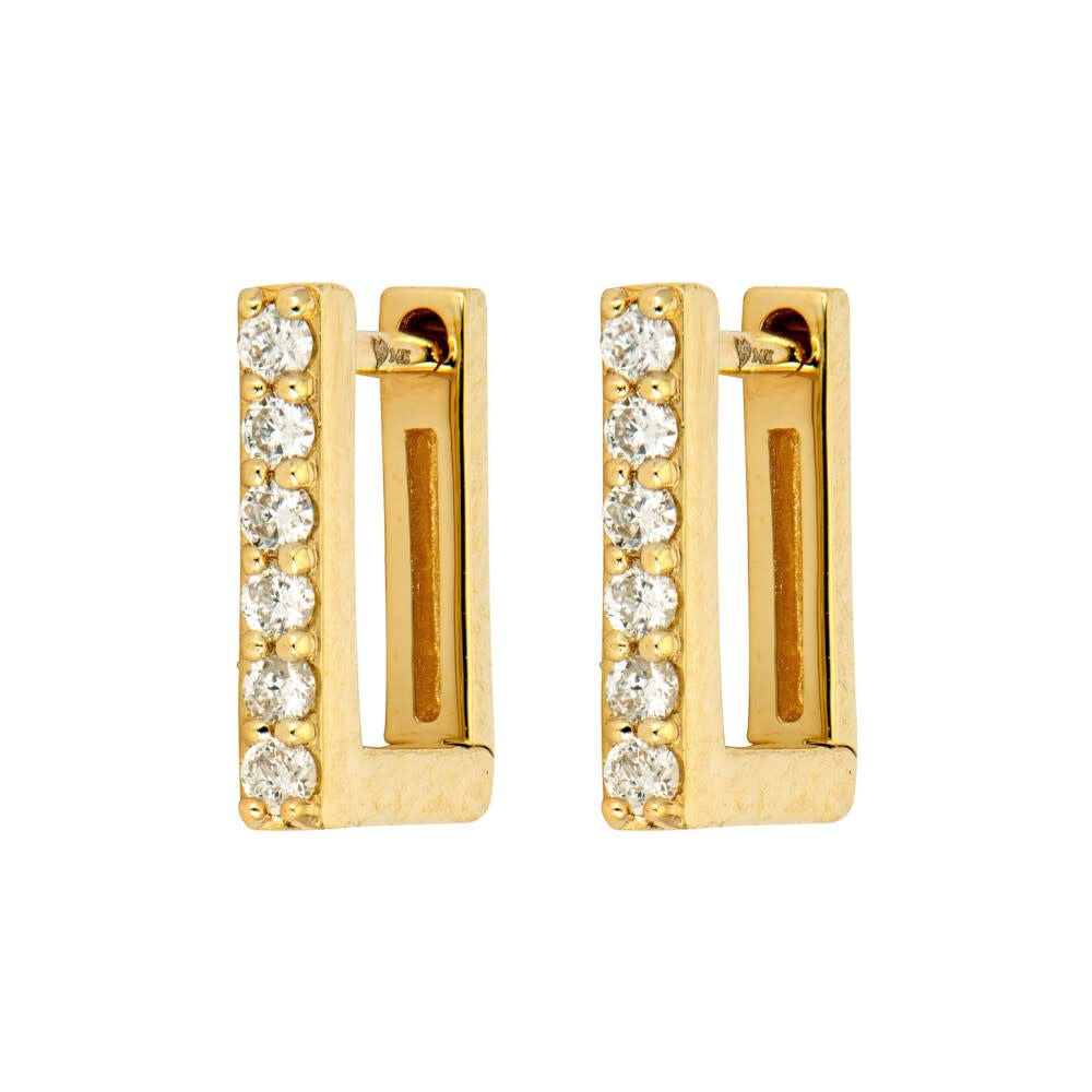 SINGLE | Pave Diamond Rectangular Hoop Earring | .08c 14k