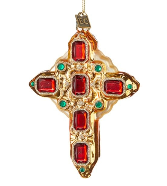 Jeweled Cross Ornament | 5.5in