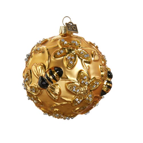 Gilded Bee Ball Christmas Ornament | 3.5in