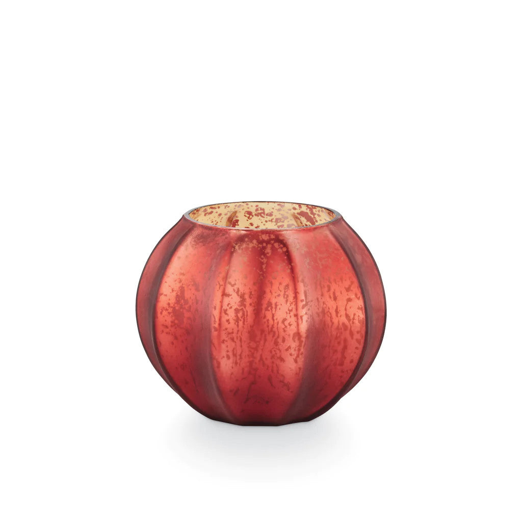 Copper Leaves Mercury Glass Pumpkin Candle | 8.6oz