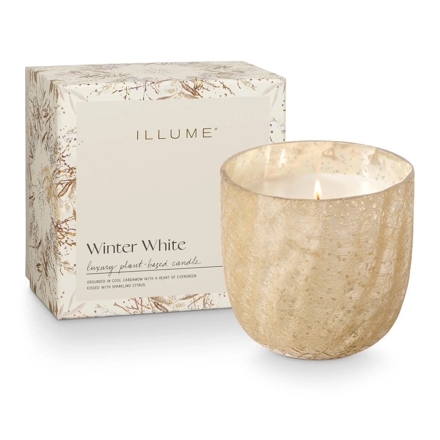 Winter White Crackle Glass Candle | 21.5oz