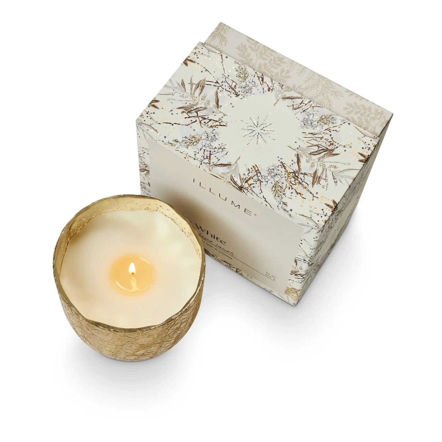 Winter White Crackle Glass Candle | 21.5oz
