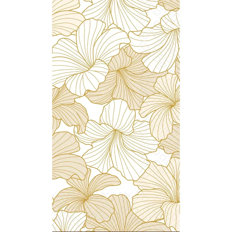White Hibiscus Gold Guest Towels