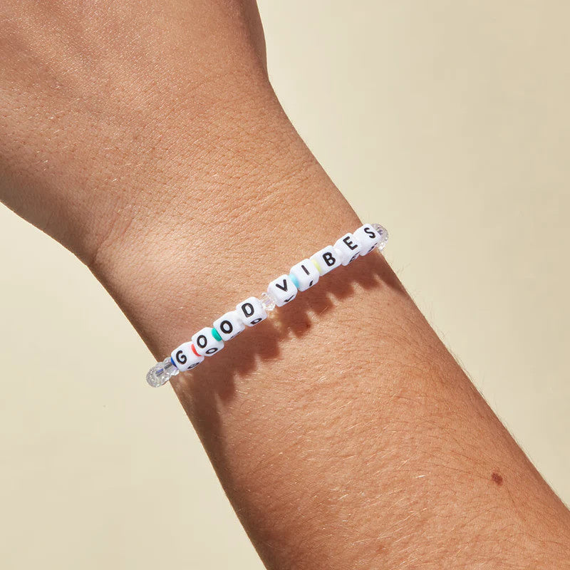 Good Vibes Minimal Beaded Stretch Bracelet