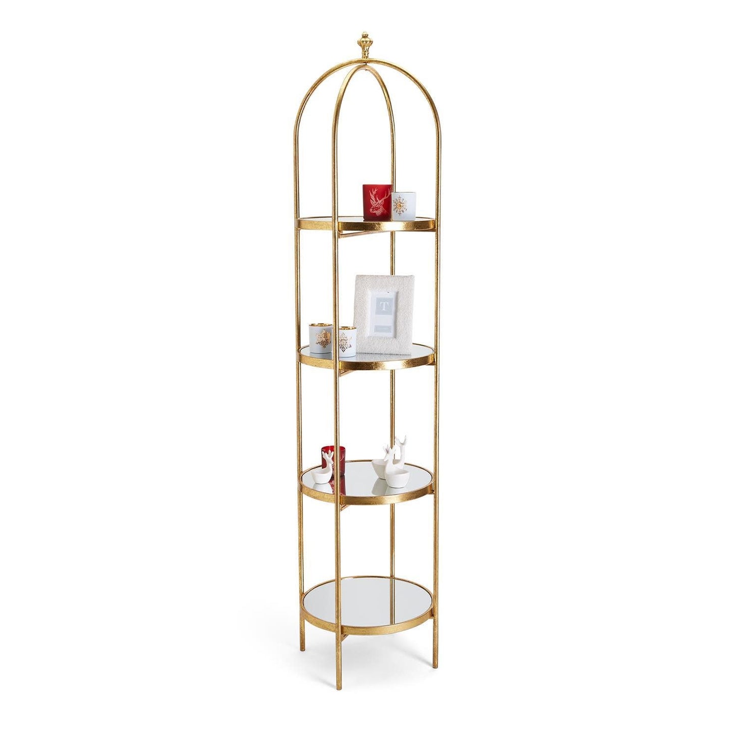 Golden Tier Etagere | 4 Glass Mirror Shelves