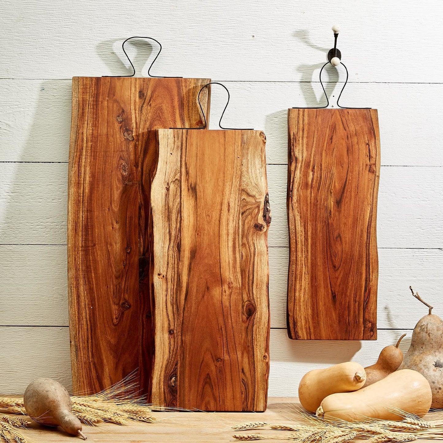 Wood Serving Board with Iron Handle