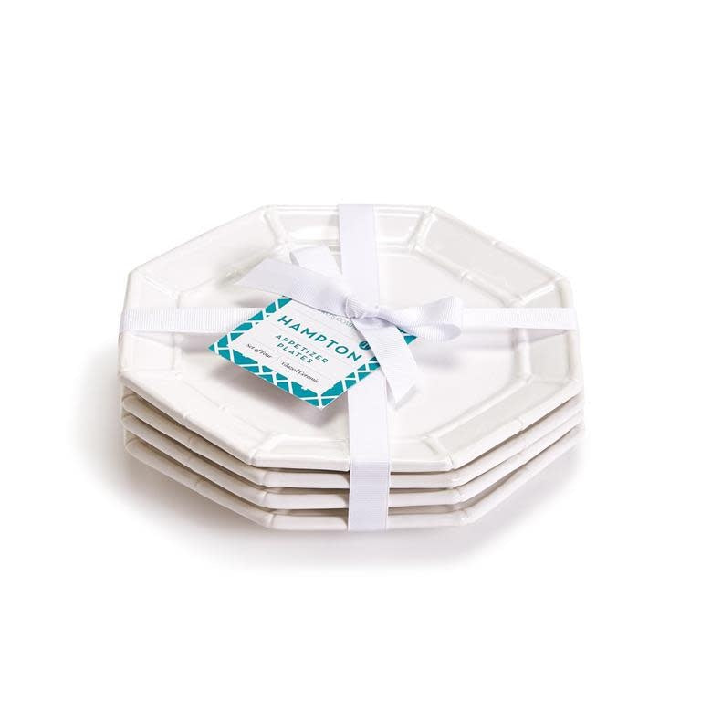 Bamboo Appetizer Plate Set of 4 | 7.5in White