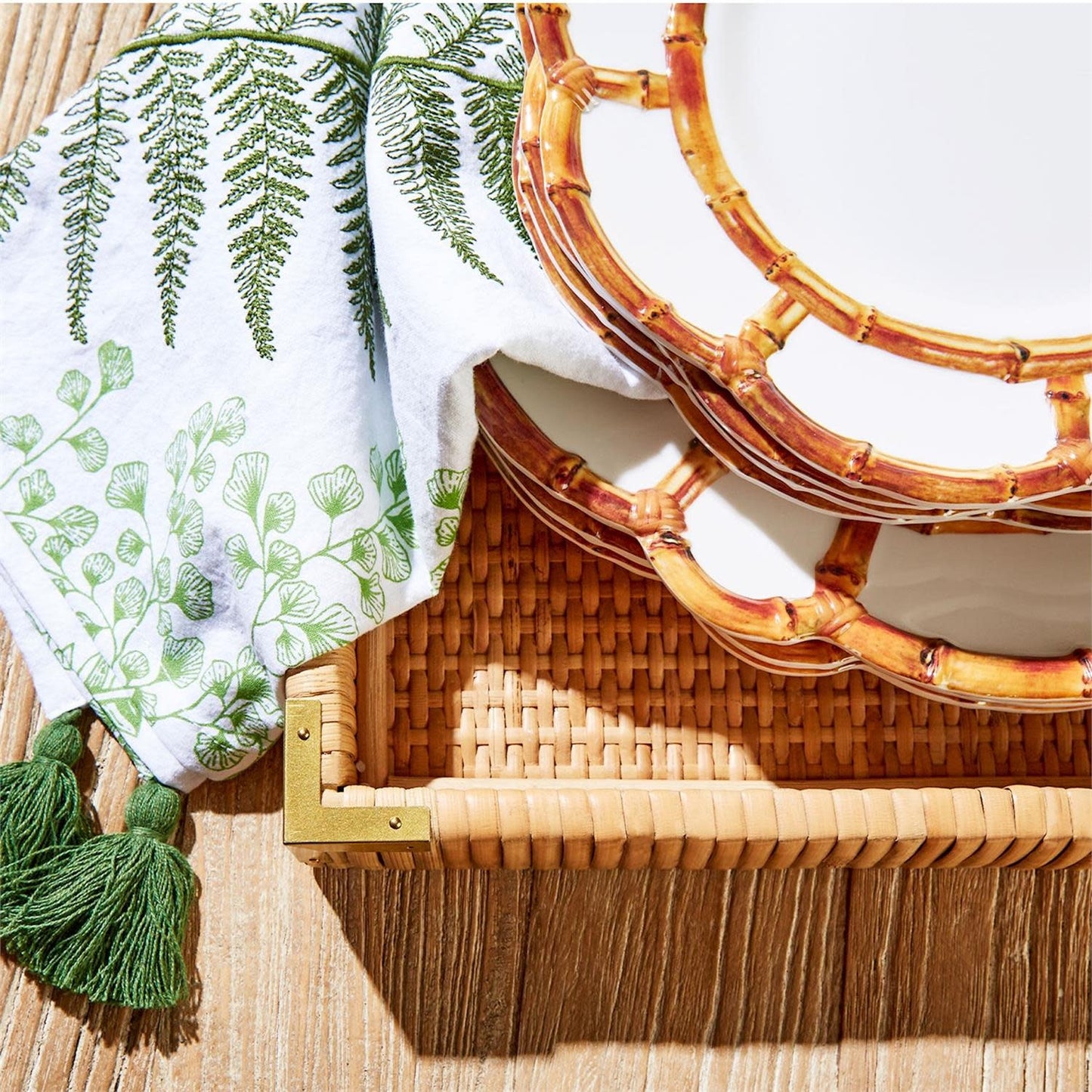 Bamboo Style Dessert Plate | Natural 8.75in