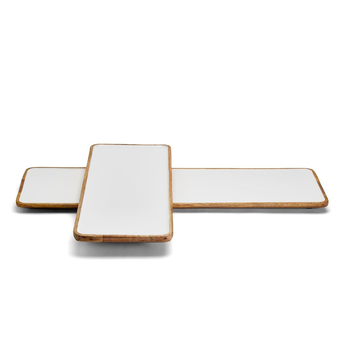 White Rectangle Enamel Serving Tray