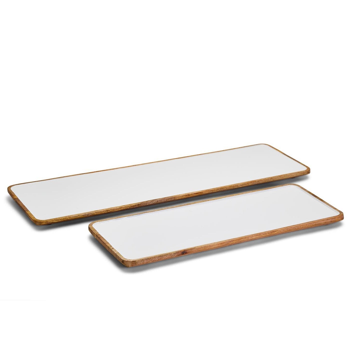 White Rectangle Enamel Serving Tray