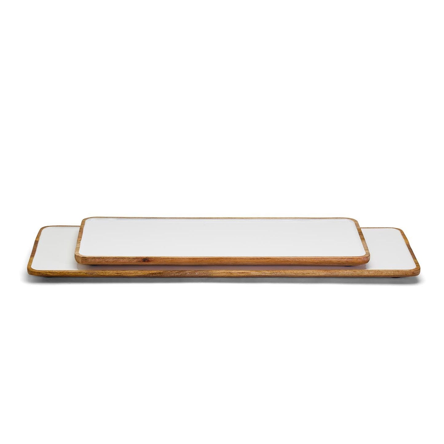White Rectangle Enamel Serving Tray