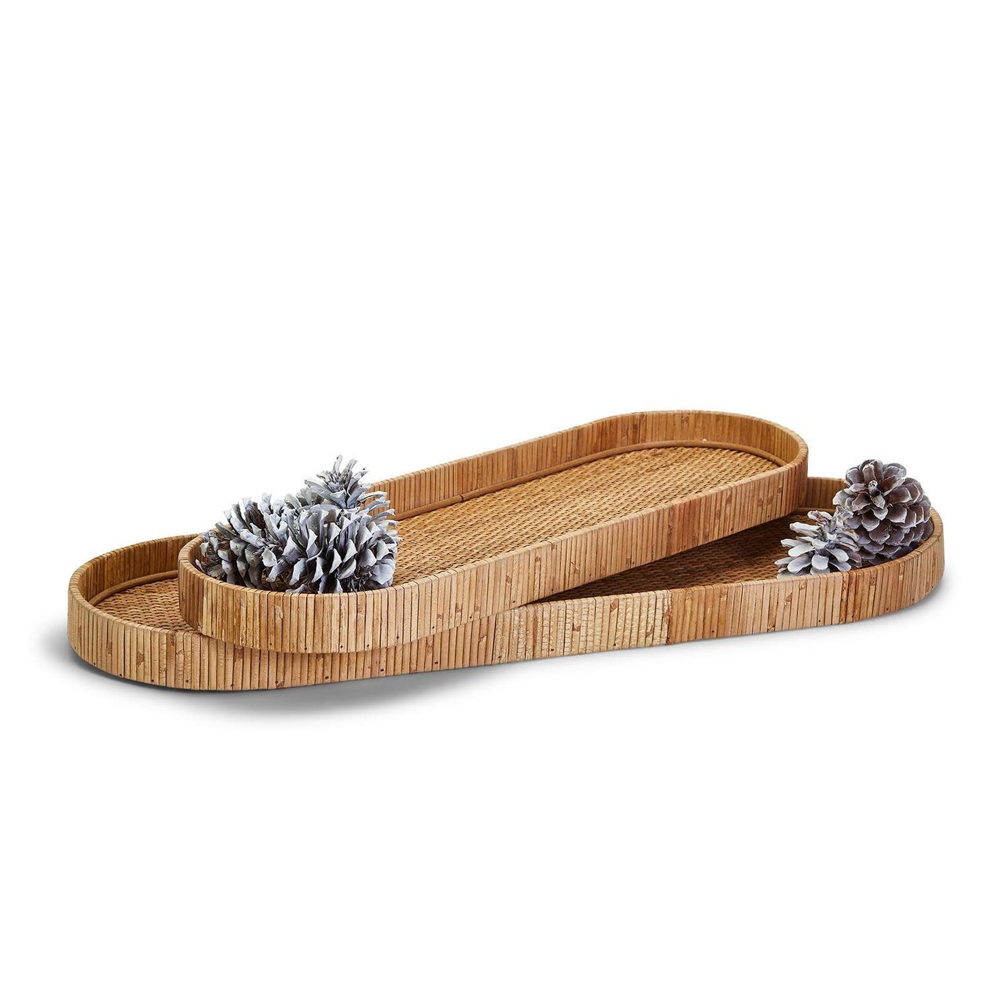 Long Hand-Crafted Natural Rattan Oval Tray