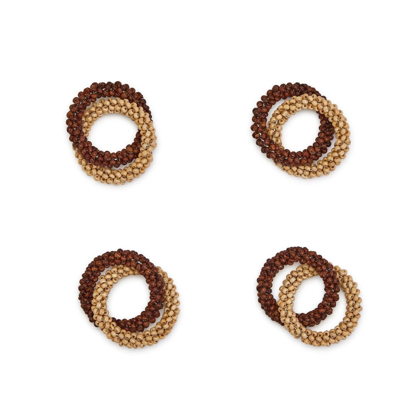Natural Beaded Napkin Ring Set of 4