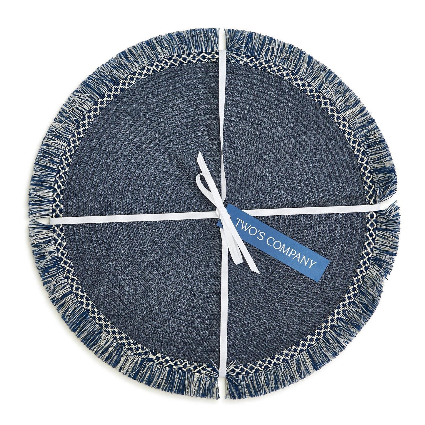 Fringed Placemat Set of 4 | 15in Navy