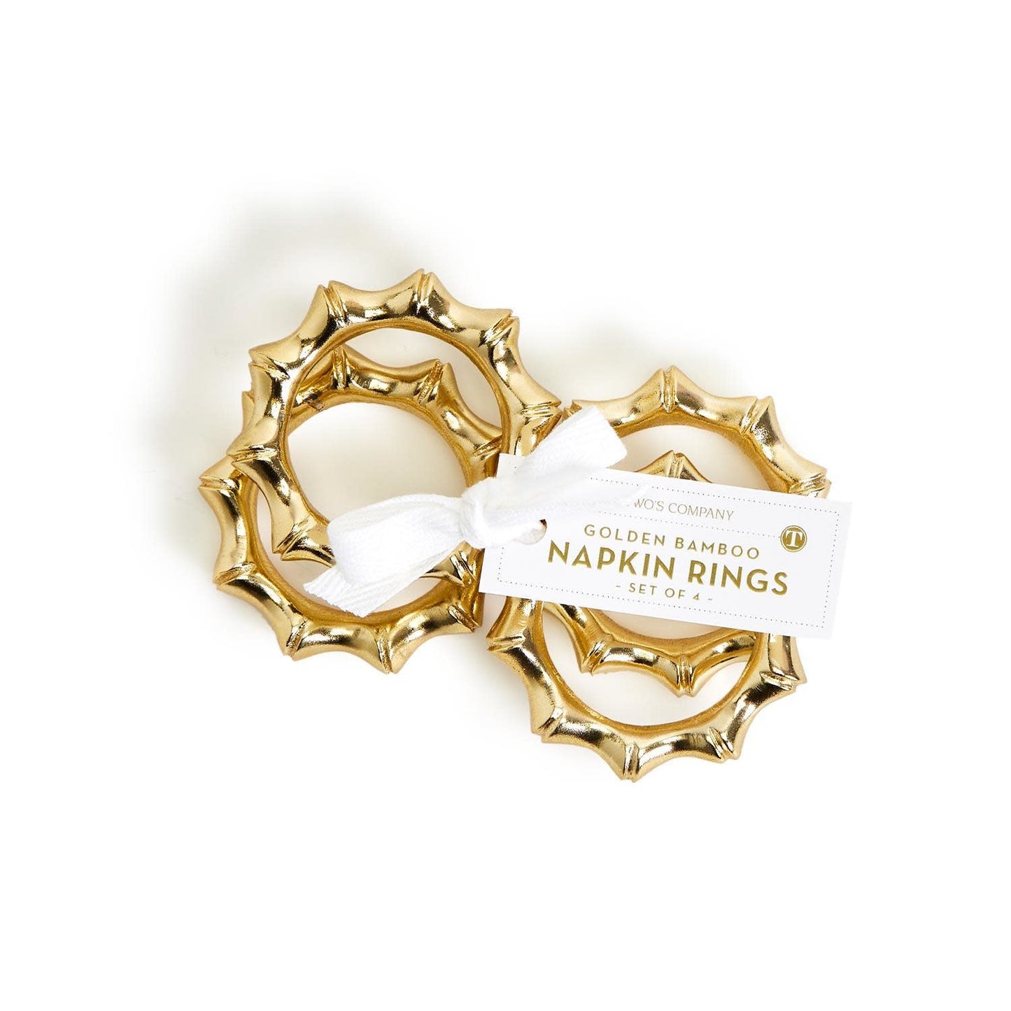 Bamboo Napkin Ring Set of 4 | Gold