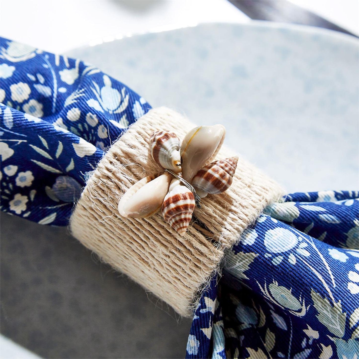 Jute Sea Shell Napkin Ring Set of 4