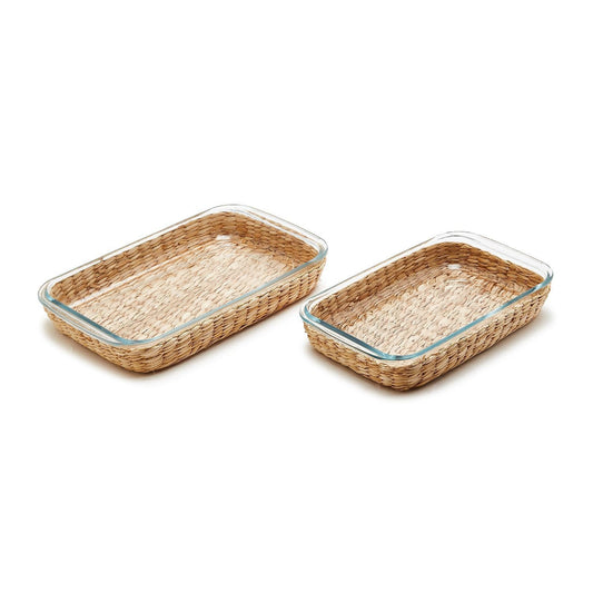 Rattan + Glass Baking Dish | Set of 2