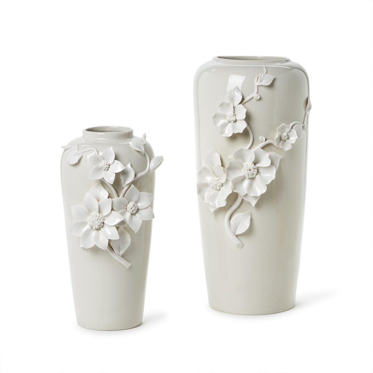 Porcelain Sculpted Flower Vase | 10in