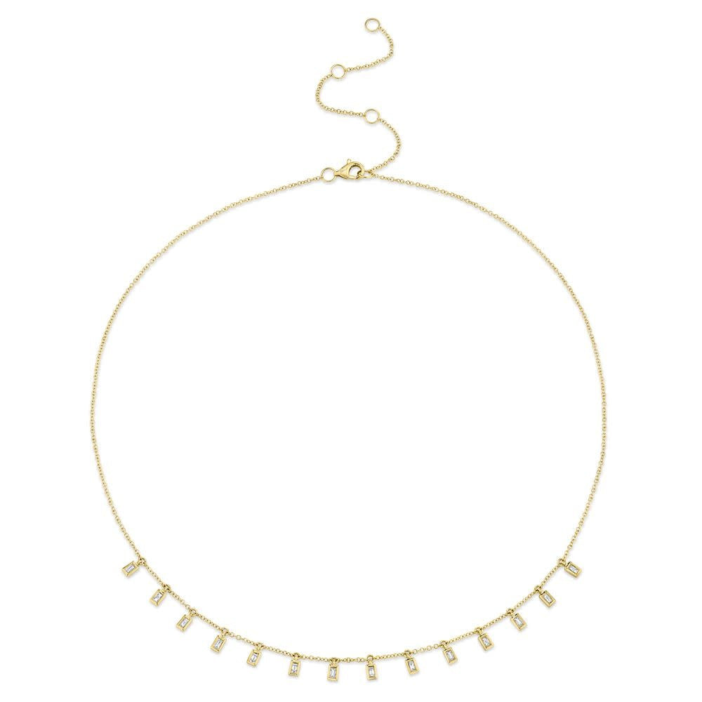 0.34Ct 14K Y/G Diamond Baguette Necklace