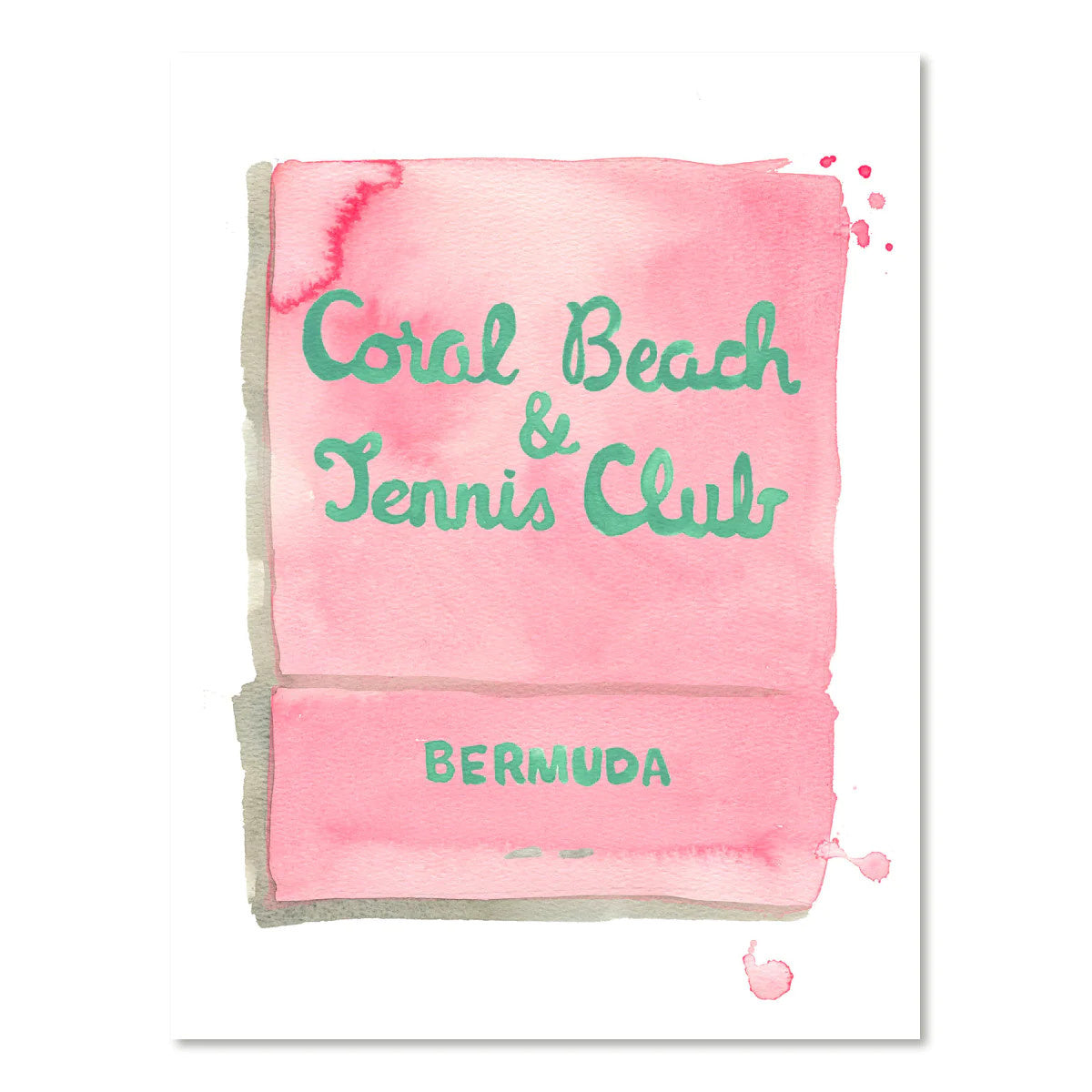 Watercolor Print | Coral Beach Club Matchbook 5x7in