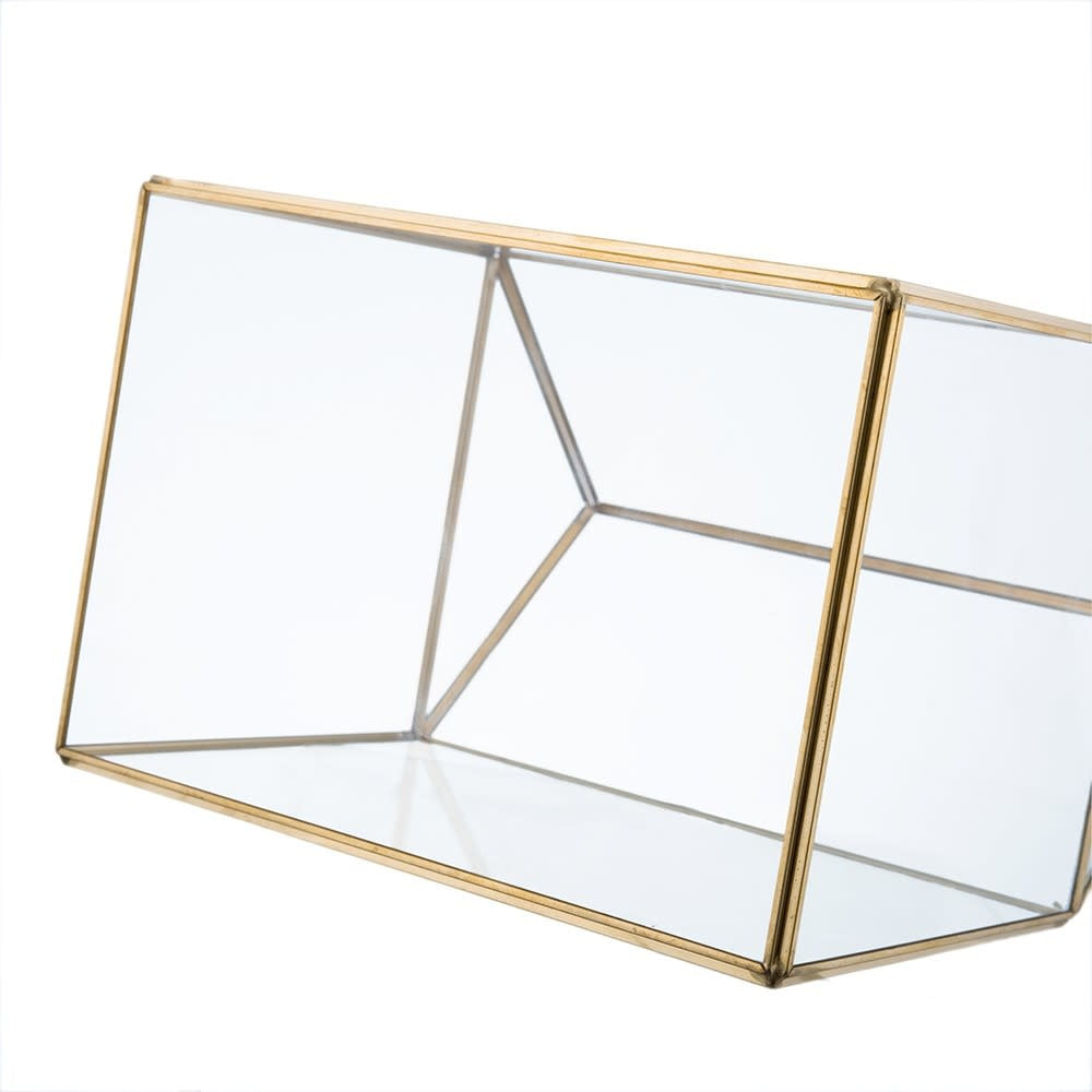 Glass House Box | Clear + Gold 9in