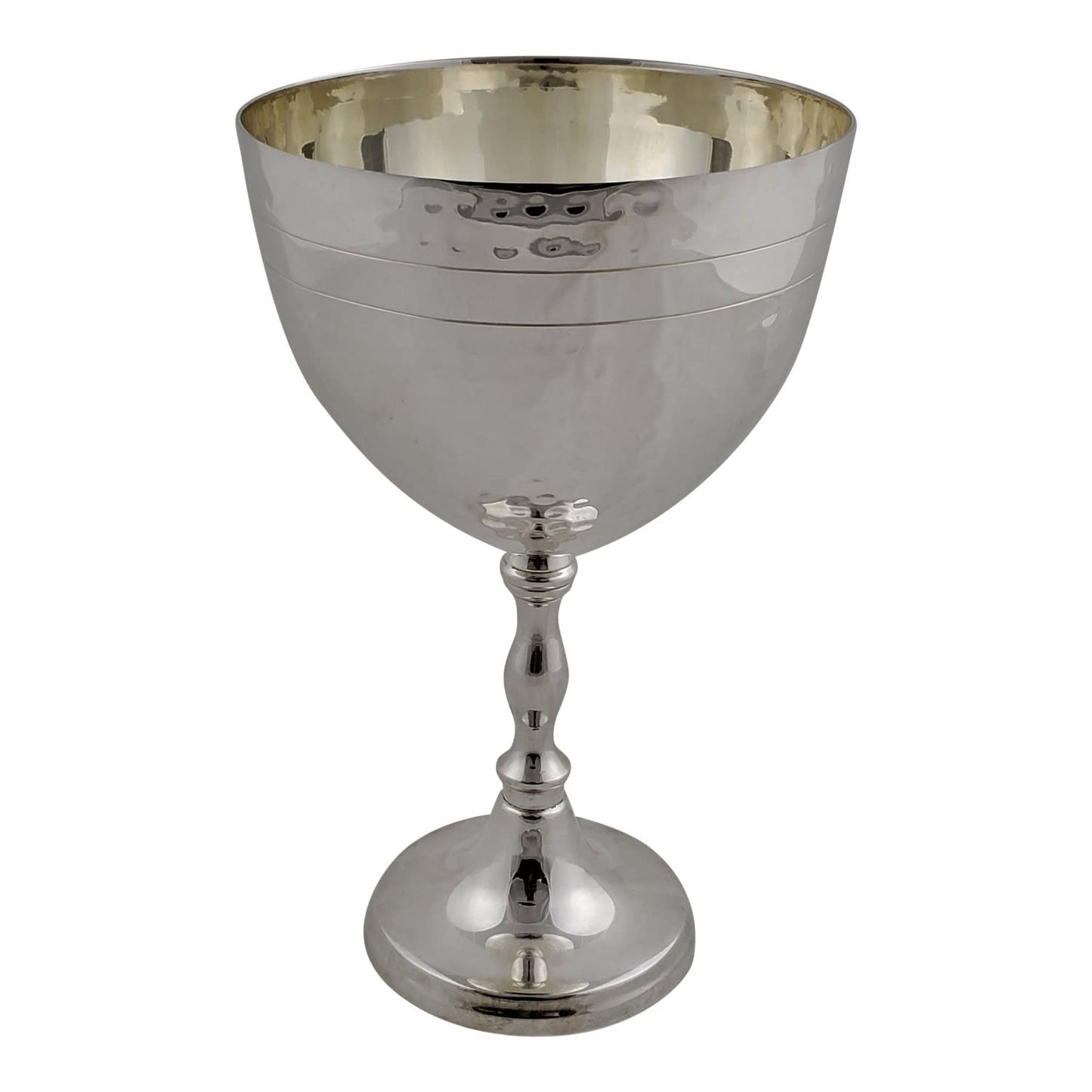 Chalice Cup Hammered Silver Plate 9.25in