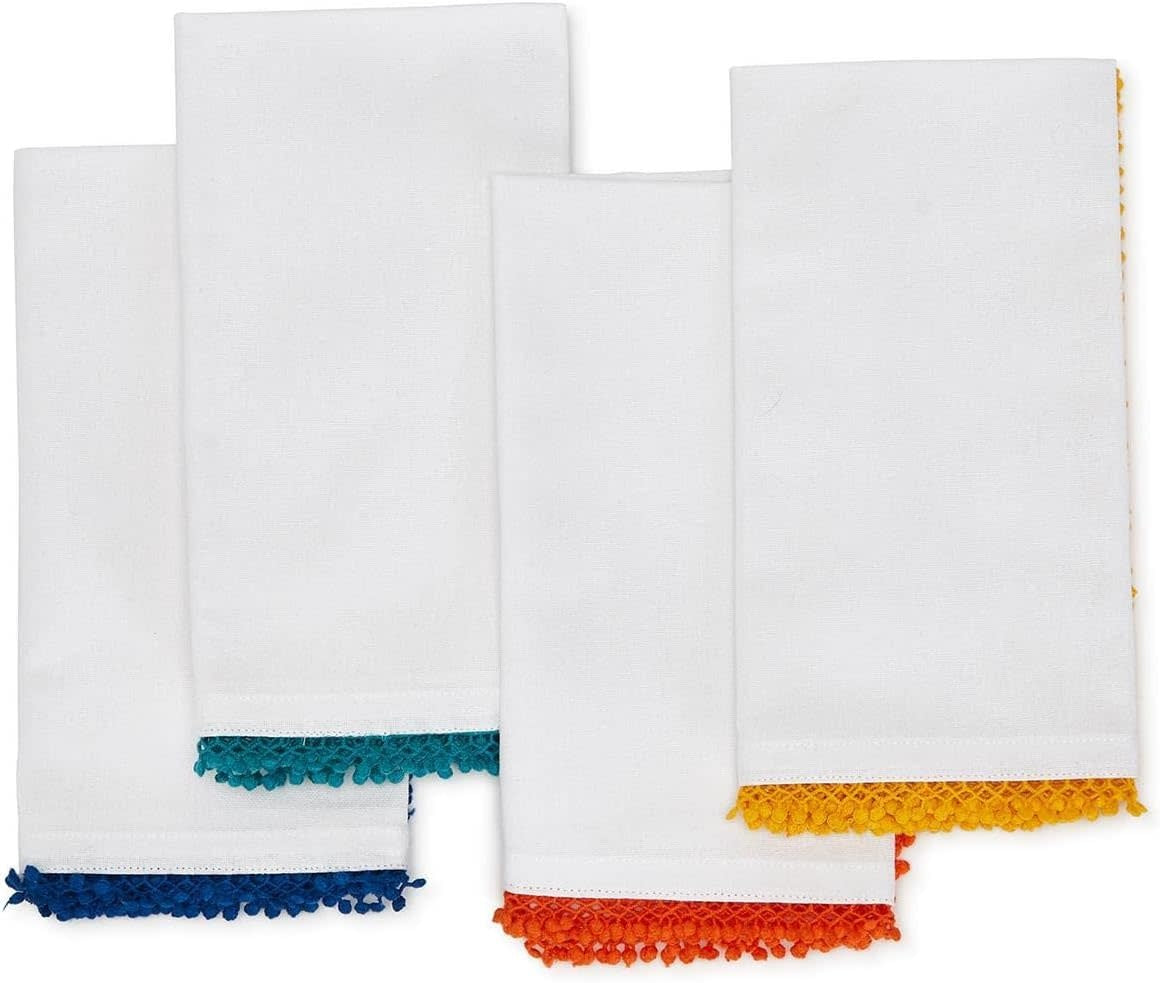 Colorful Lace Trim Napkin Set of 4