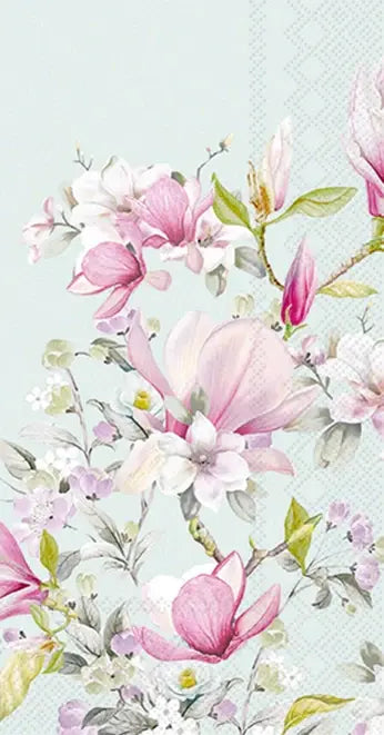 Romantic Magnolia Light Blue Guest Towels