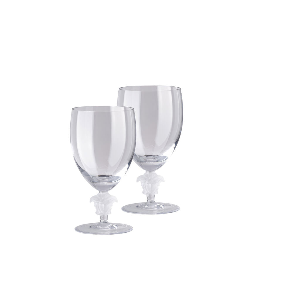 Versace Medusa Lumiere White Wine Glasses | S2 11oz Clear Short Stem