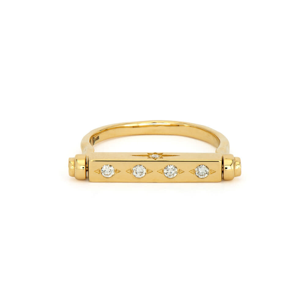 Diamond Shooting Star Engravable Flip Ring | S6.5 .15c 14k