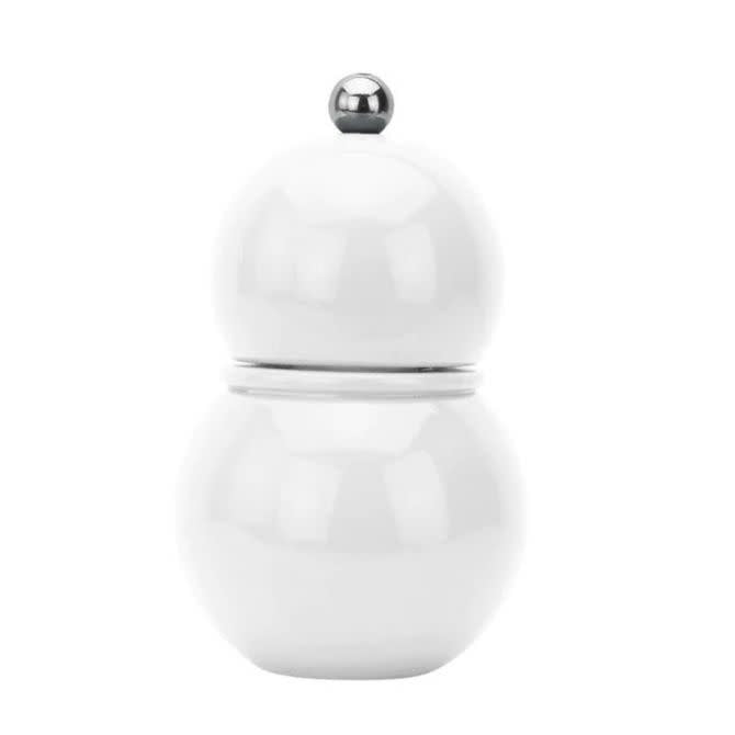 Chubbie Wood Lacquer Salt or Pepper Mill Grinder | 4.75in White