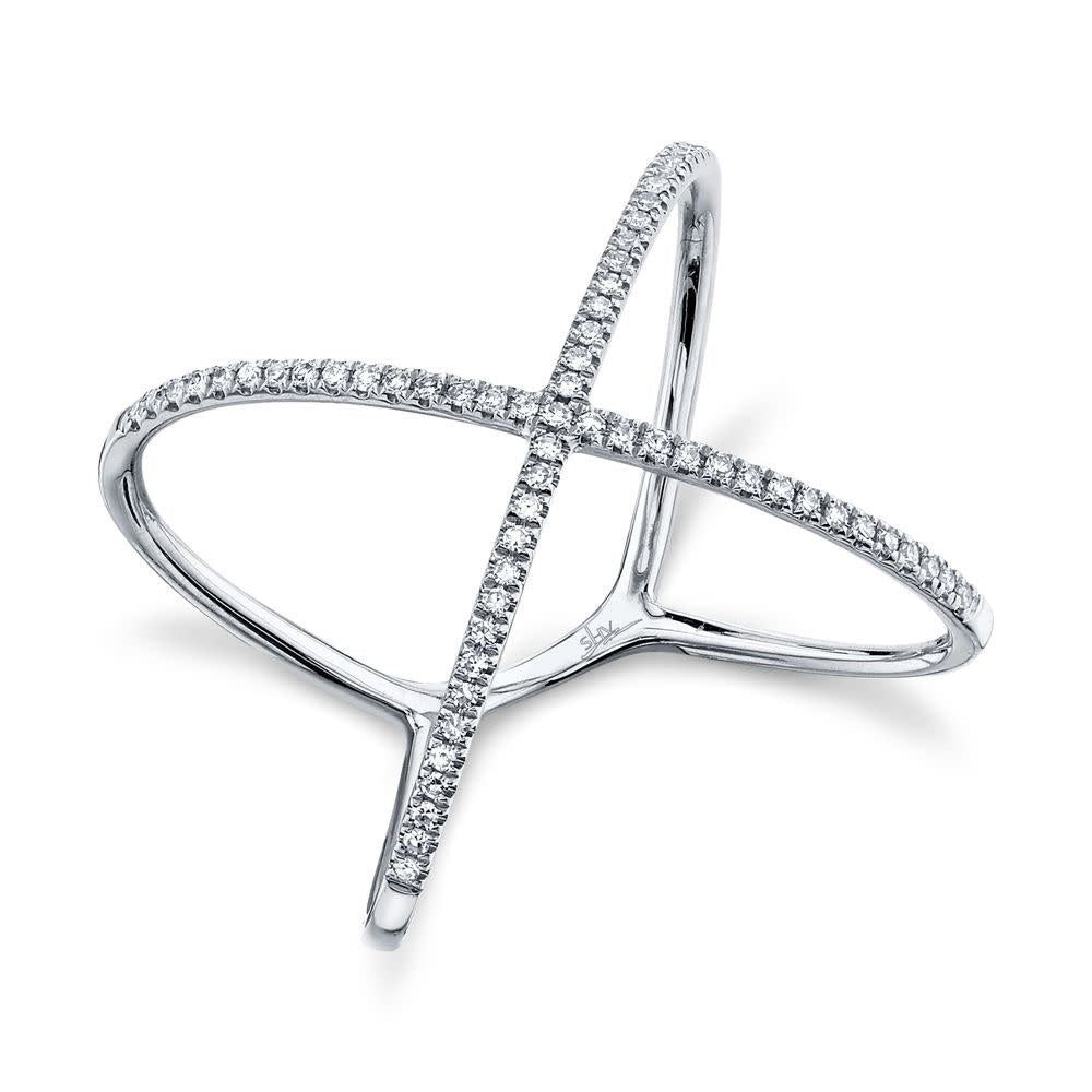 0.18Ct 14K WG Diamond "X" Ring