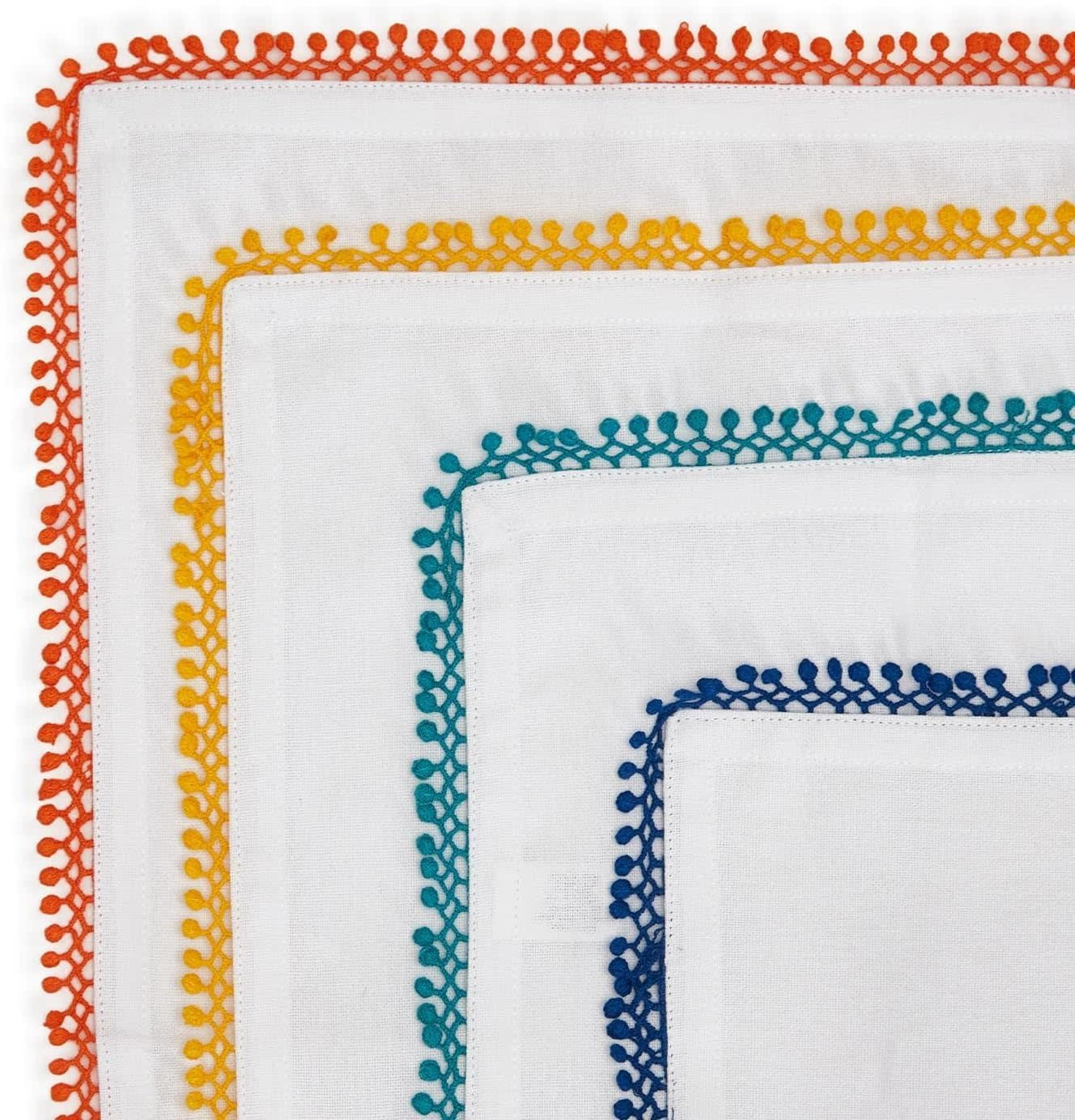 Colorful Lace Trim Napkin Set of 4