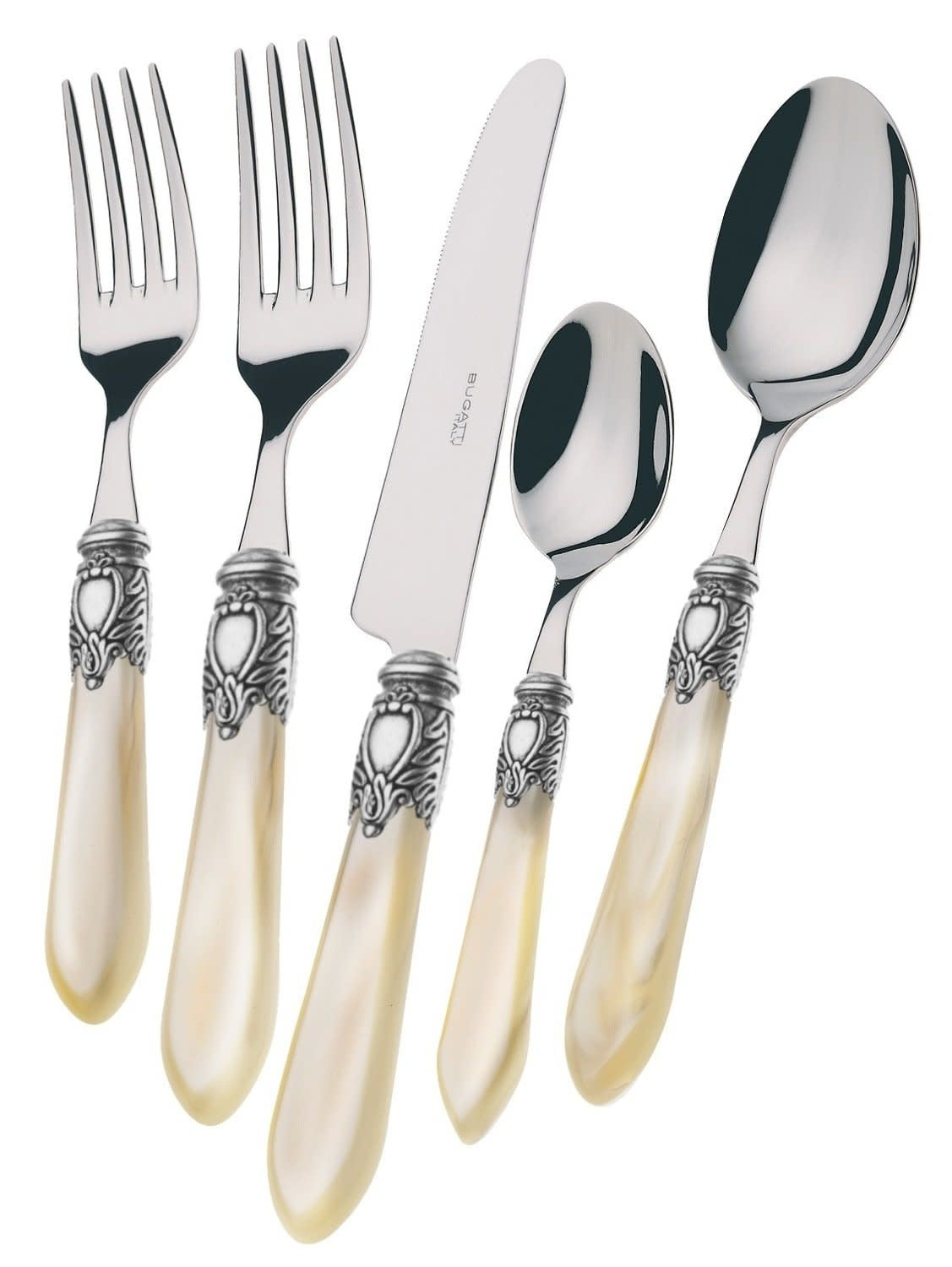 Italian Flatware 5 Piece Place Setting | Antique Ivory