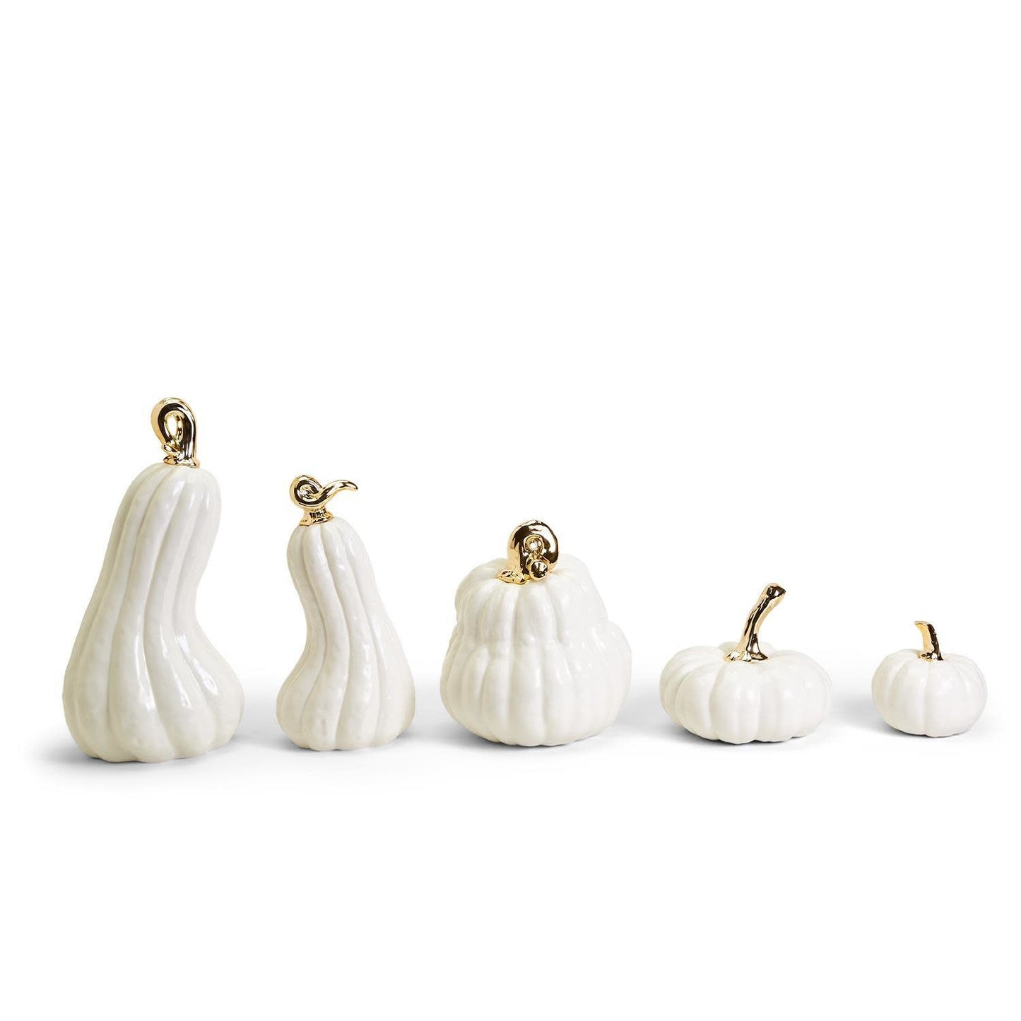 White & Gold Stem Pumpkin Set/5