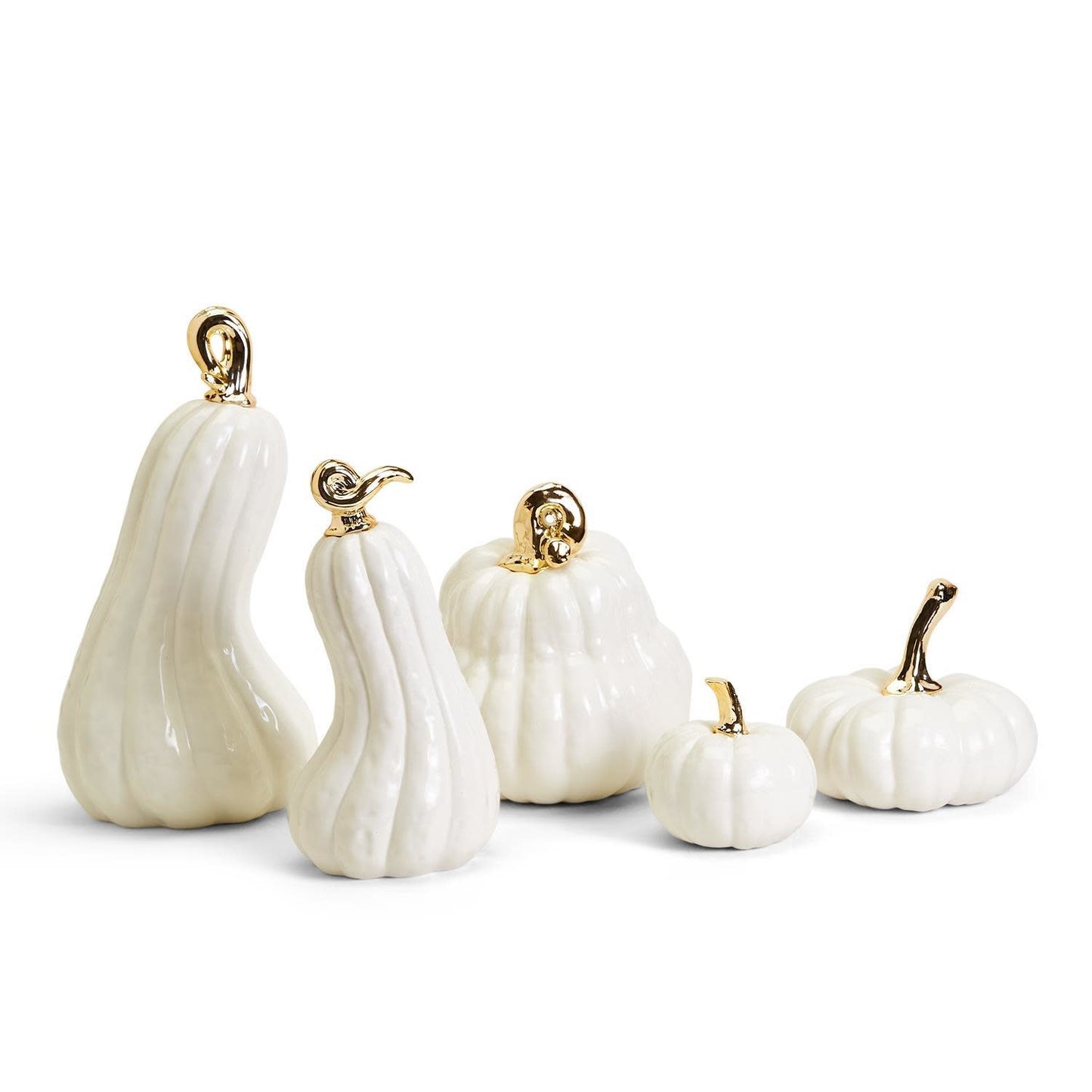 White & Gold Stem Pumpkin Set/5