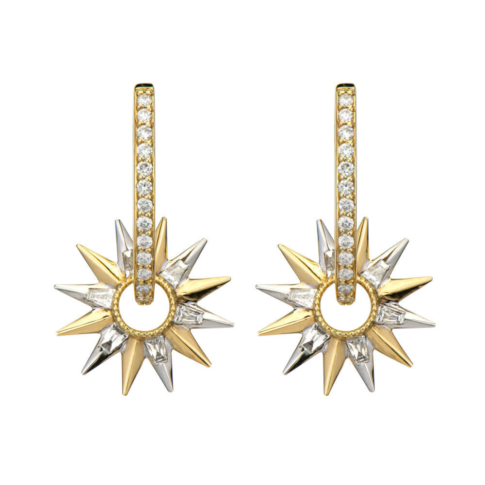 SINGLE | Diamond Baguette Open Starburst Earring Charm | .11c GSI 14k